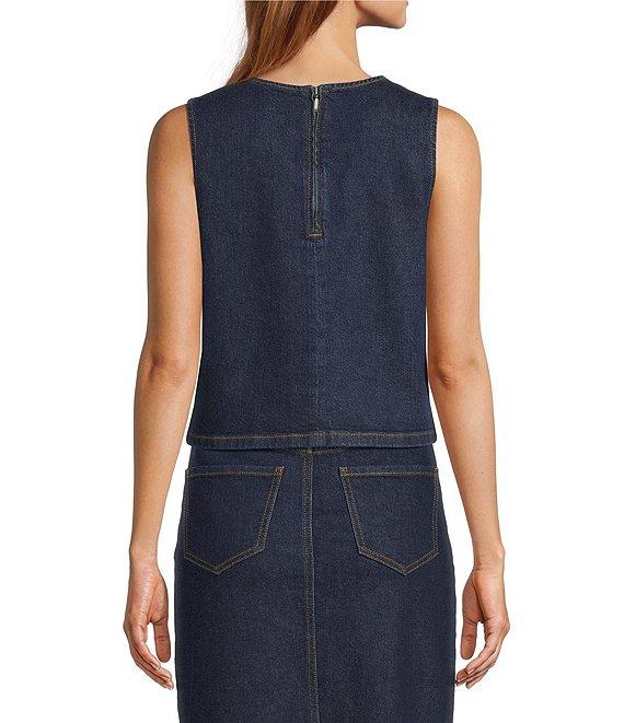 Antonio Melani Kaylee Coordinating Sleeveless Crew Neck Denim Blouse Product Image