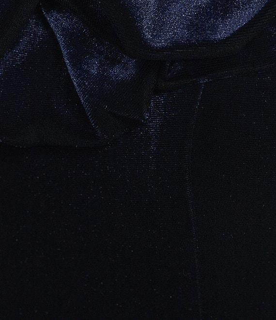 Pear Culture Off-The-Shoulder Ruffle Neck Velvet Dress Product Image