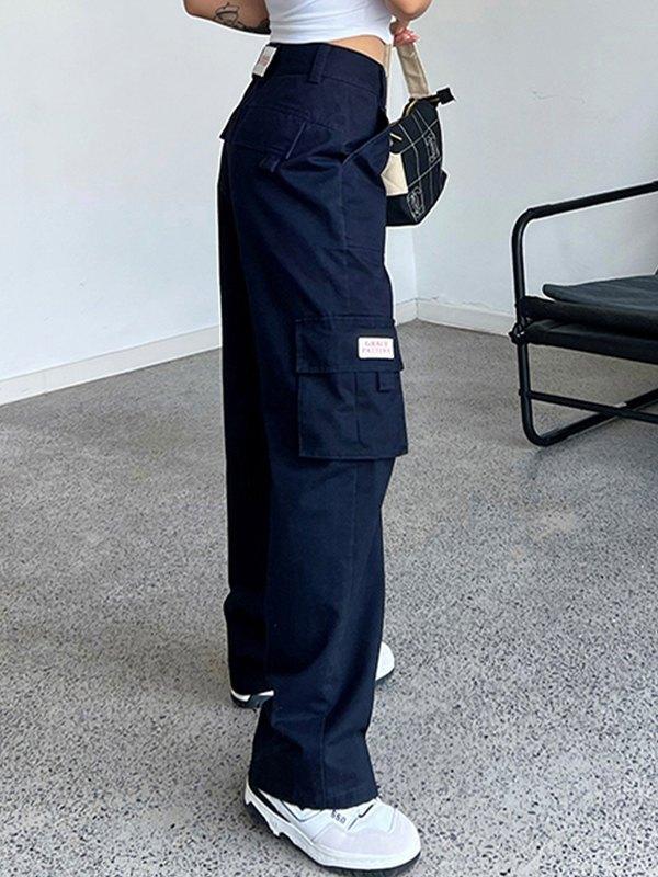 Fold Over Waist Y2K Straight Leg Pants Product Image