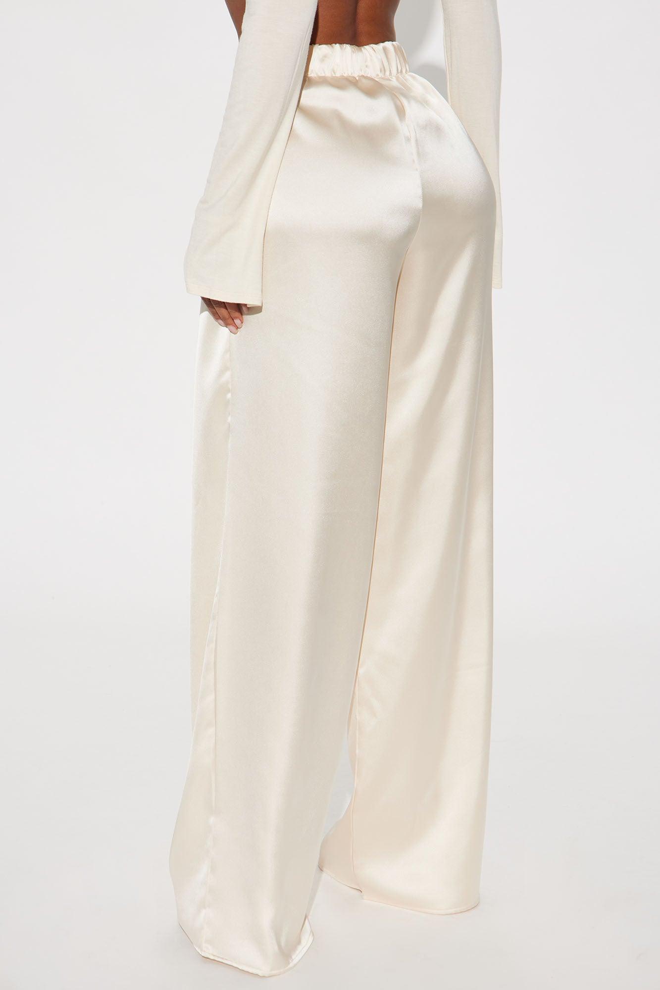 Tone It Down Satin Trouser - Cream Product Image