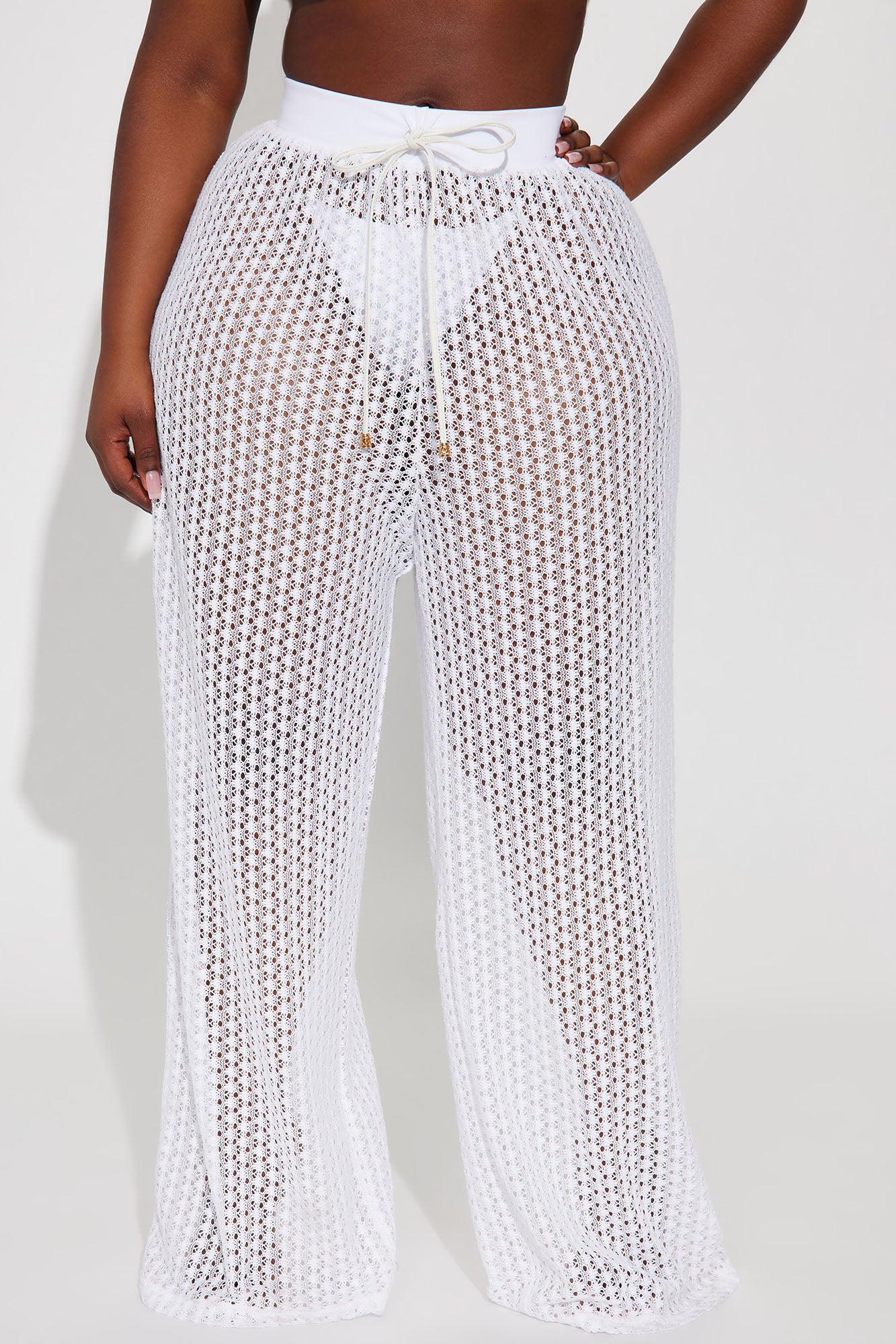 Abby Swim Cover Up Pants - White Product Image