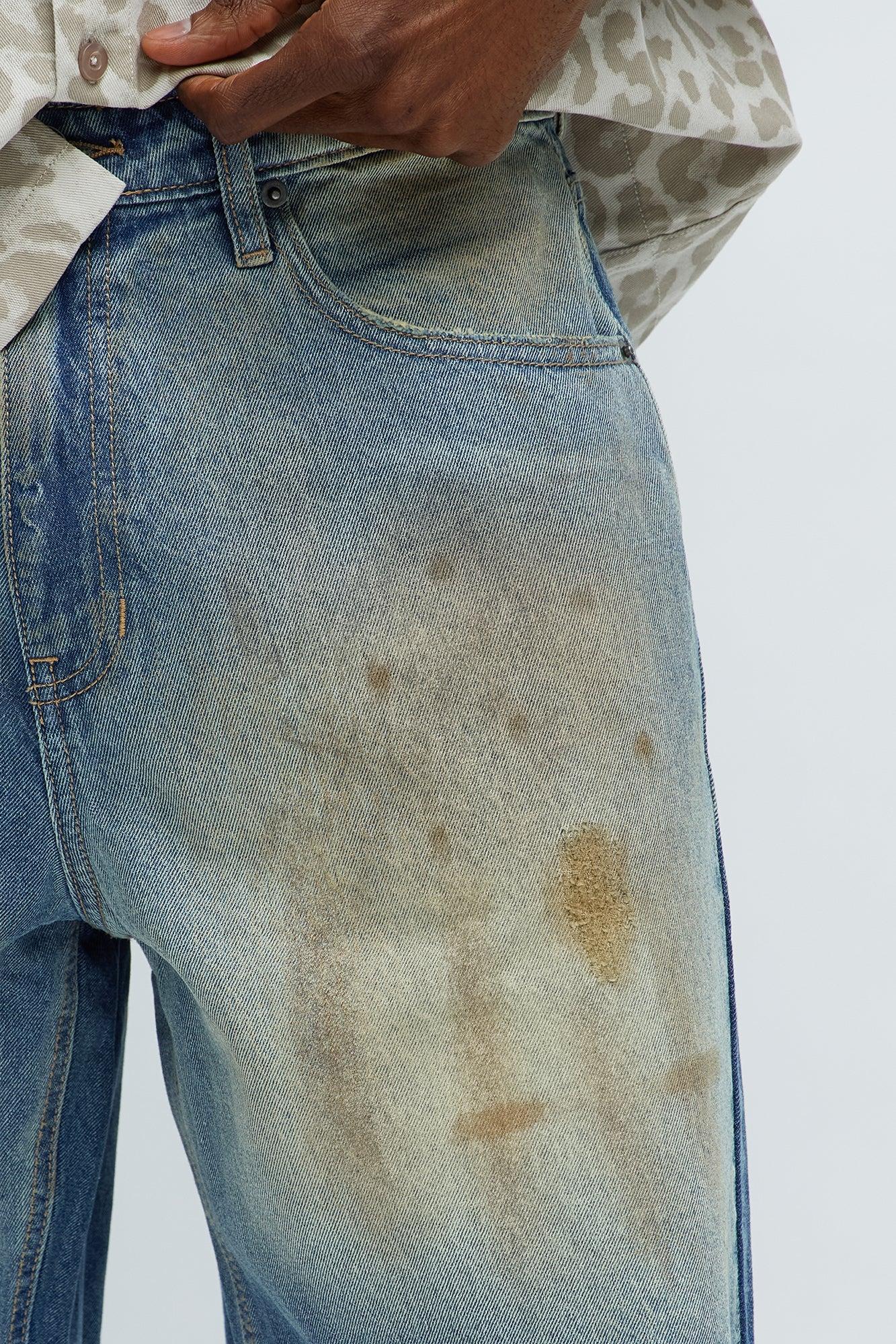 Relaxed Play Dirty Distressed Denim Shorts - Vintage Blue Wash Male Product Image