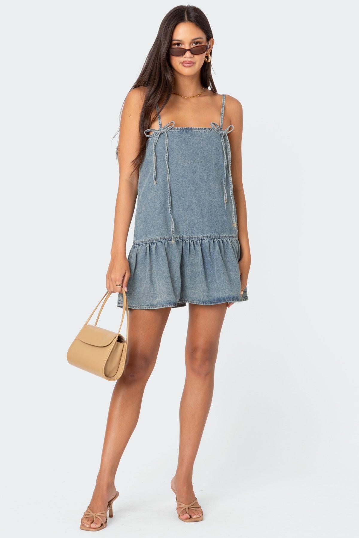 Dylan Denim Mini Dress Product Image