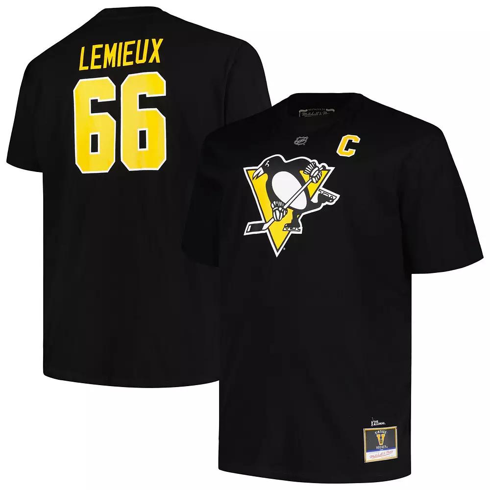 Men's Profile Mario Lemieux Black Pittsburgh Penguins Big & Tall Captain Patch Name & Number T-Shirt,  Product Image