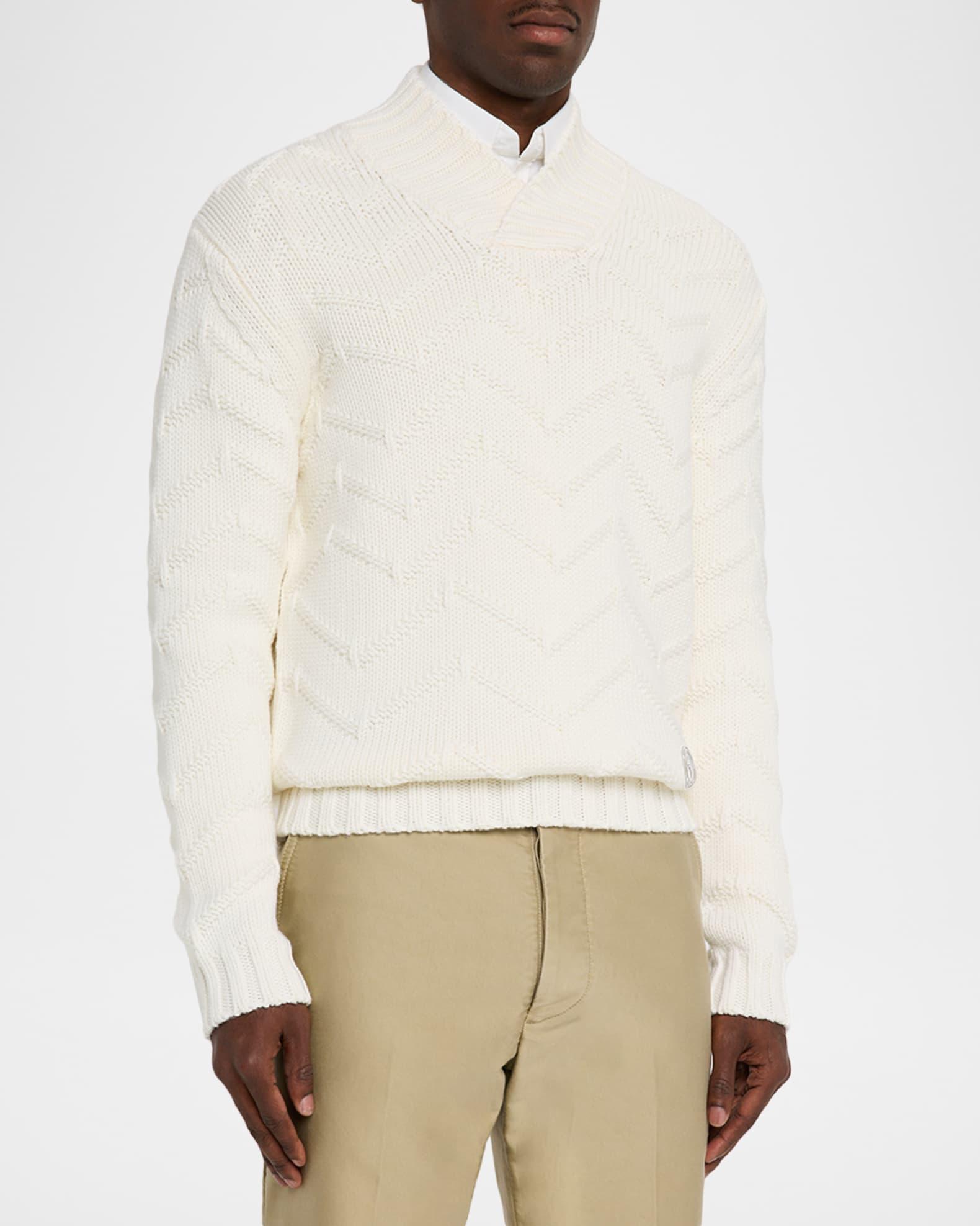 Men's Wool Chevron Shawl Knit Sweater Product Image