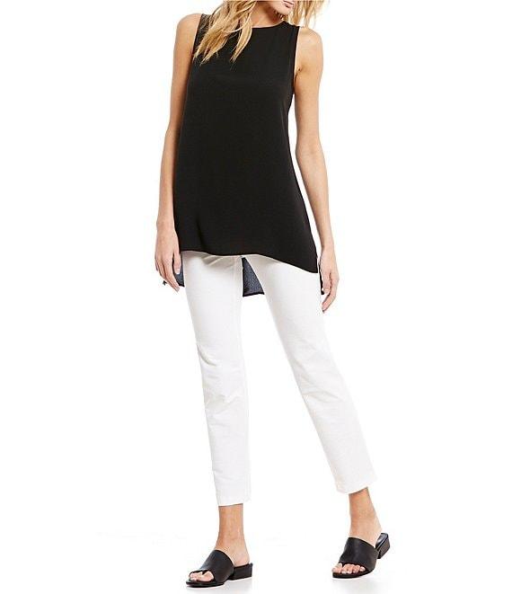Eileen Fisher Silk Georgette Crepe Boat Neck Sleeveless Tunic Product Image