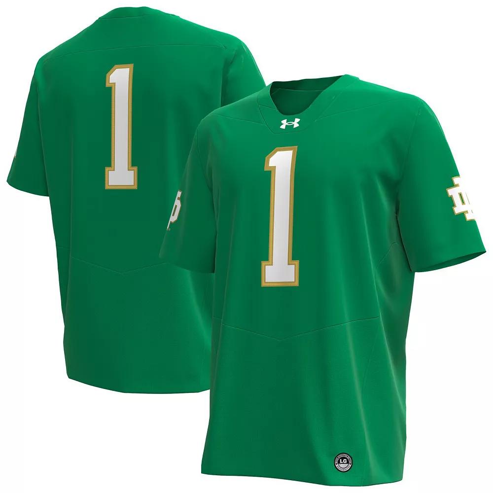 Men's Under Armour #1 Kelly Green Notre Dame Fighting Irish Premier Football Jersey, Size: Small Product Image