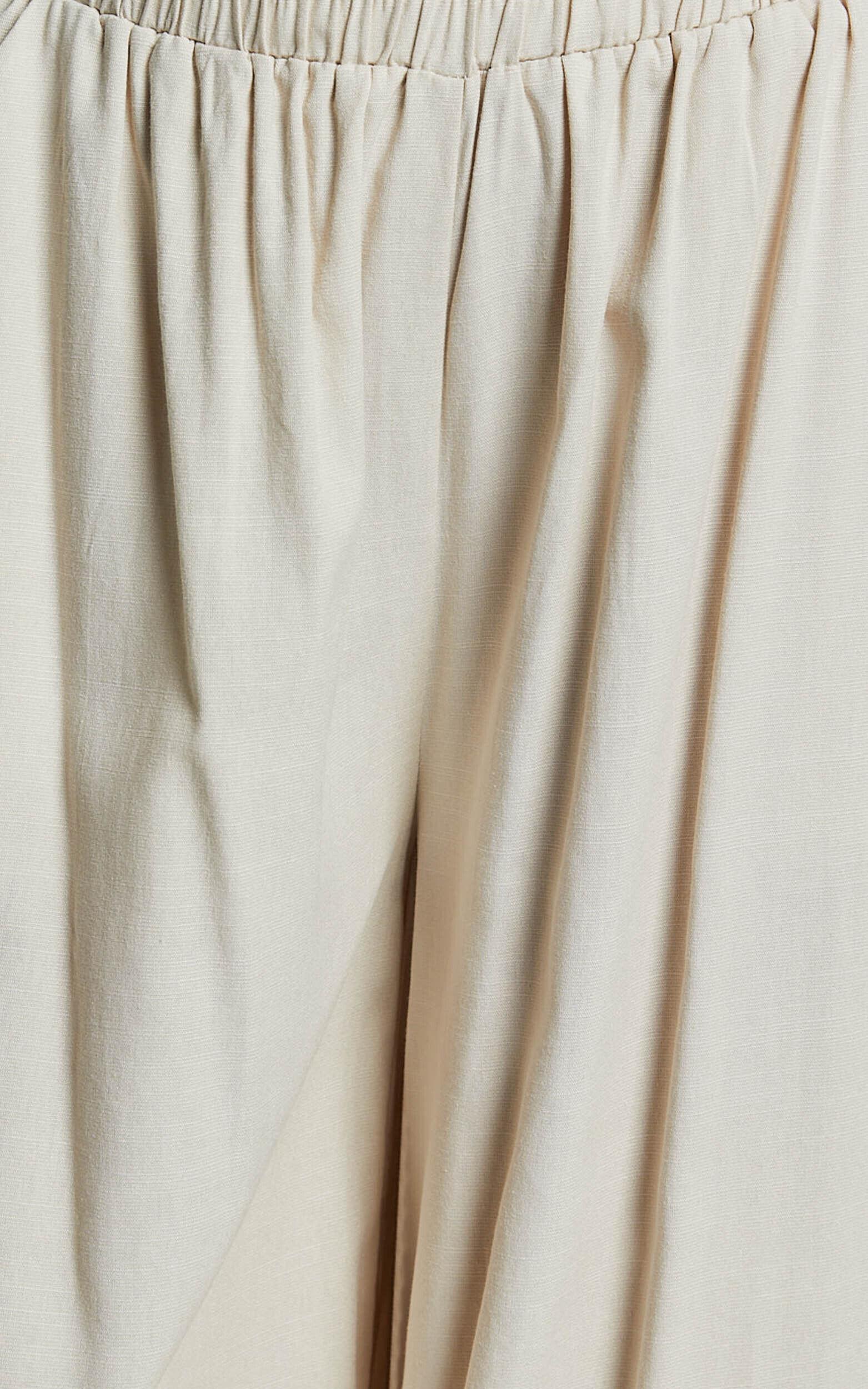 Tamara Pants - High Elasticated Waist Wide Leg Pants in Natural Product Image