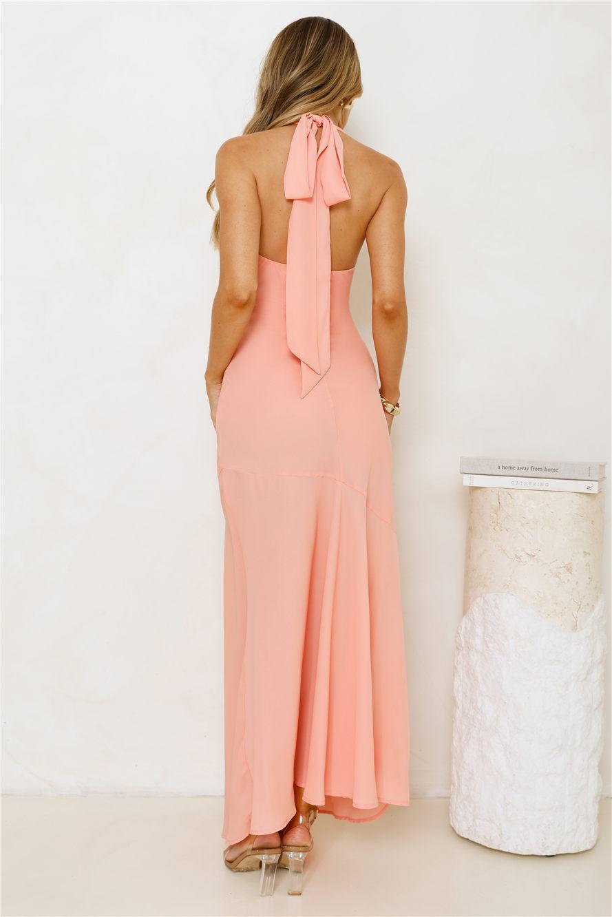 Polished Edge Halter Maxi Dress Orange Product Image