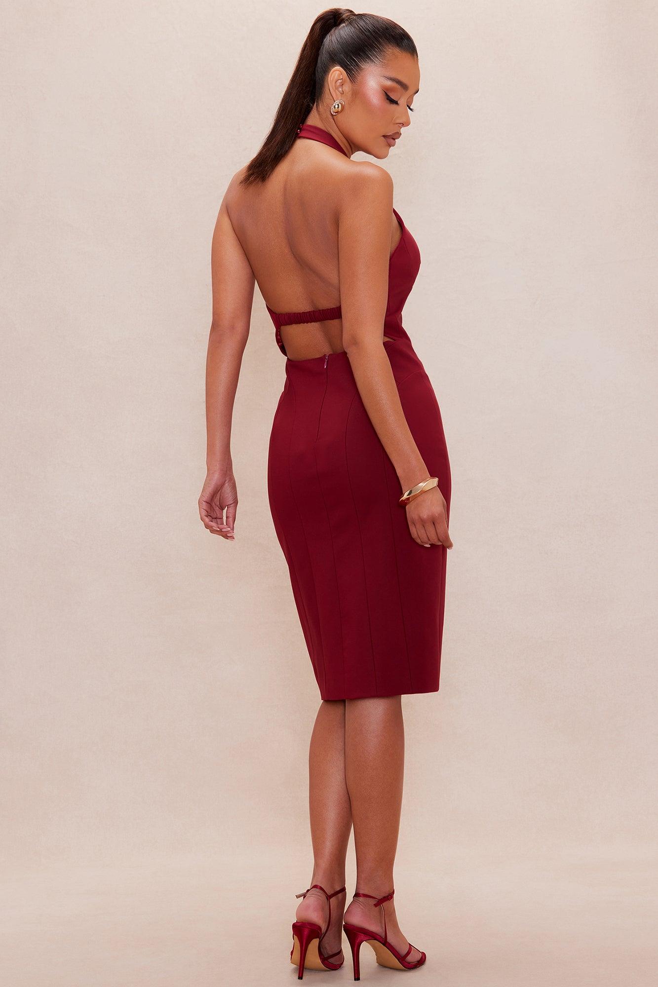 Anna Halter Midi Dress - Wine Female Product Image