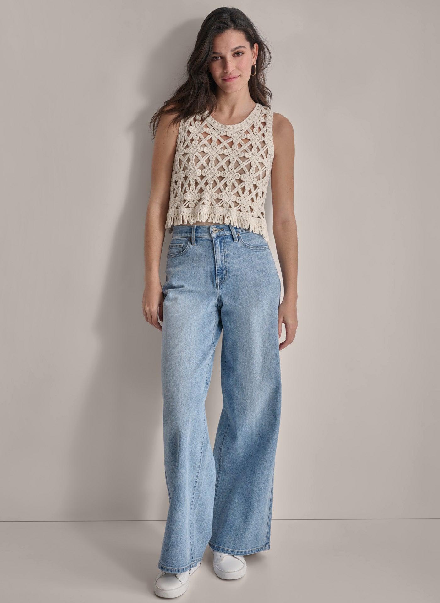 CROPPED FRINGE CROCHET TANK Product Image