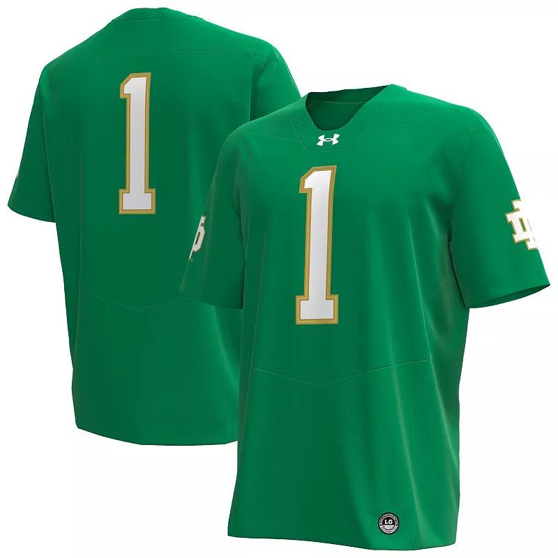 Men's Under Armour #1 Kelly Green Notre Dame Fighting Irish Premier Football Jersey, Size: Small Product Image
