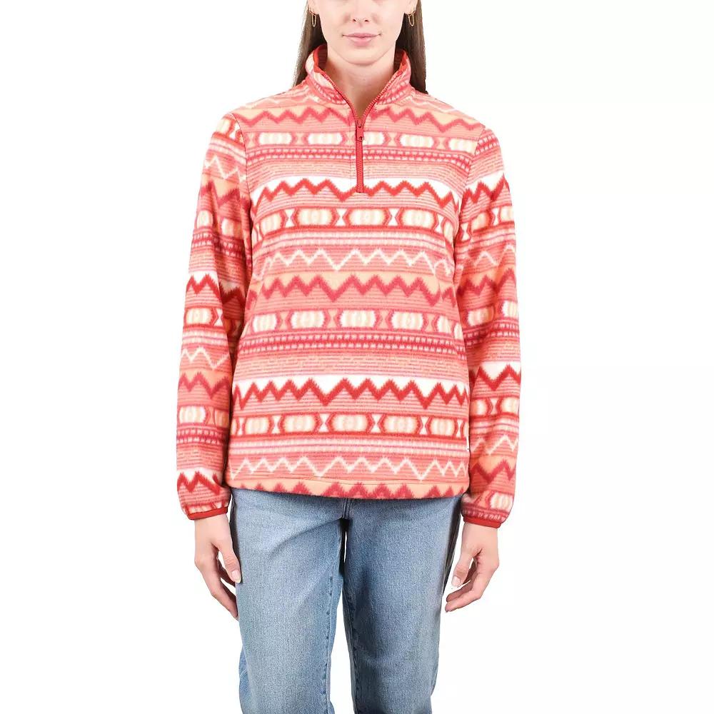 Women's Mountain and Isles Quarter Zip Printed Polar Fleece Pullover, Size: XS, Red Product Image