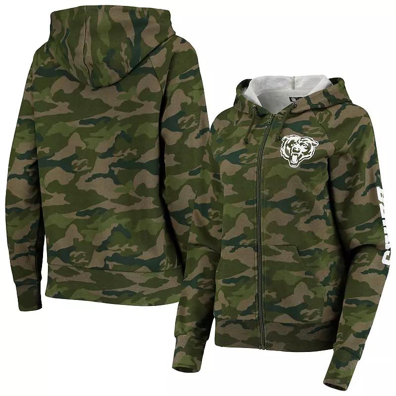 Women's New Era Camo Chicago Bears Raglan Full-Zip Hoodie,  Product Image