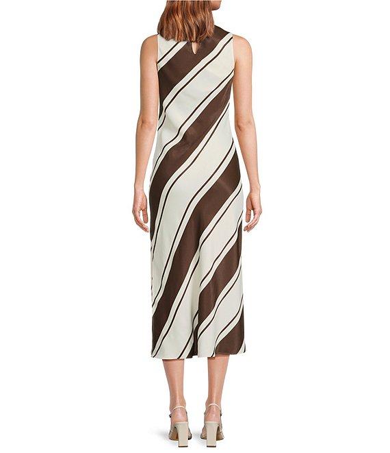 Lucy Paris Davina Stripe Print Crew Neckline Sleeveless Midi Dress Product Image
