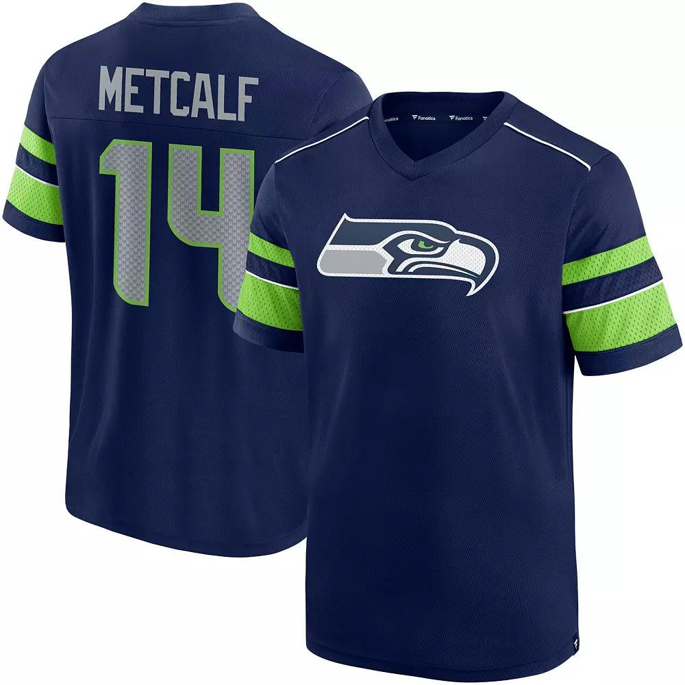 Men's Fanatics Branded DK Metcalf College Navy Seattle Seahawks Hashmark Name & Number V-Neck T-Shirt, Size: 2XL, Blue Product Image