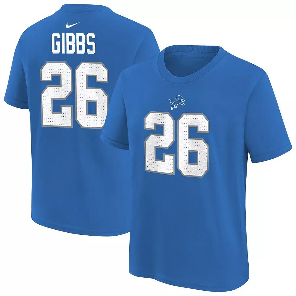 Men's Nike Jahmyr Gibbs Blue Detroit Lions Player Name & Number T-Shirt, Boy's, Size: YTH Small Product Image