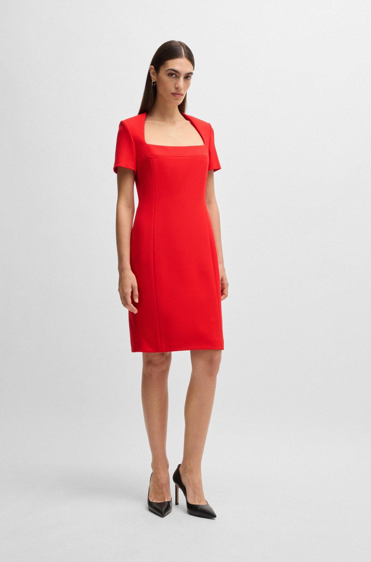 Square-neck slim-fit dress in stretch material Product Image