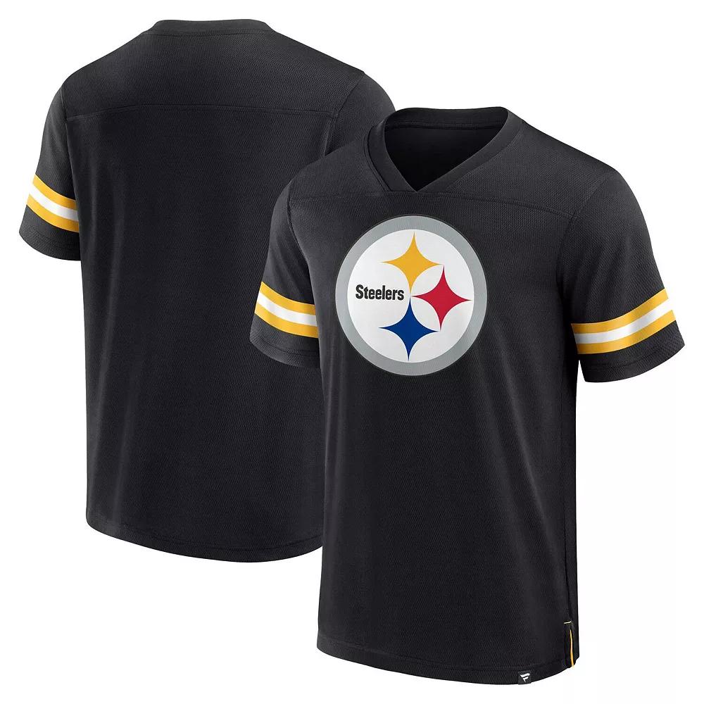 Men's Fanatics Branded Black Pittsburgh Steelers Jersey Tackle V-Neck T-Shirt,  Product Image