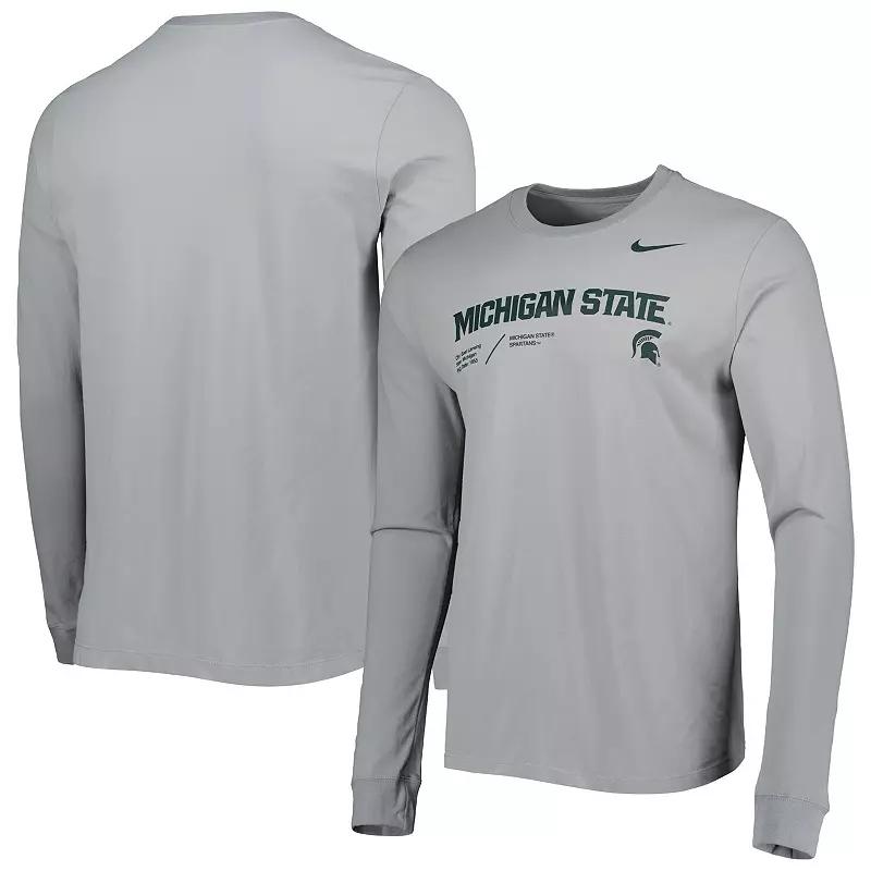 Men's Nike Gray Michigan State Spartans Team Practice Performance Long Sleeve T-Shirt, Size: 2XL, Grey Product Image
