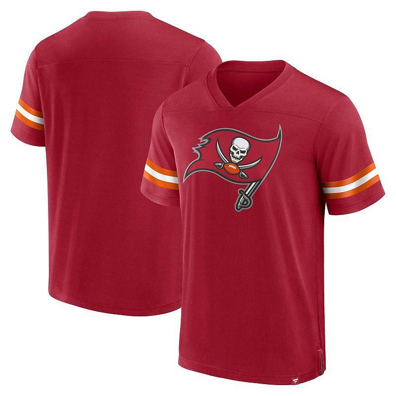Men's Fanatics Branded Red Tampa Bay Buccaneers Jersey Tackle V-Neck T-Shirt,  Product Image