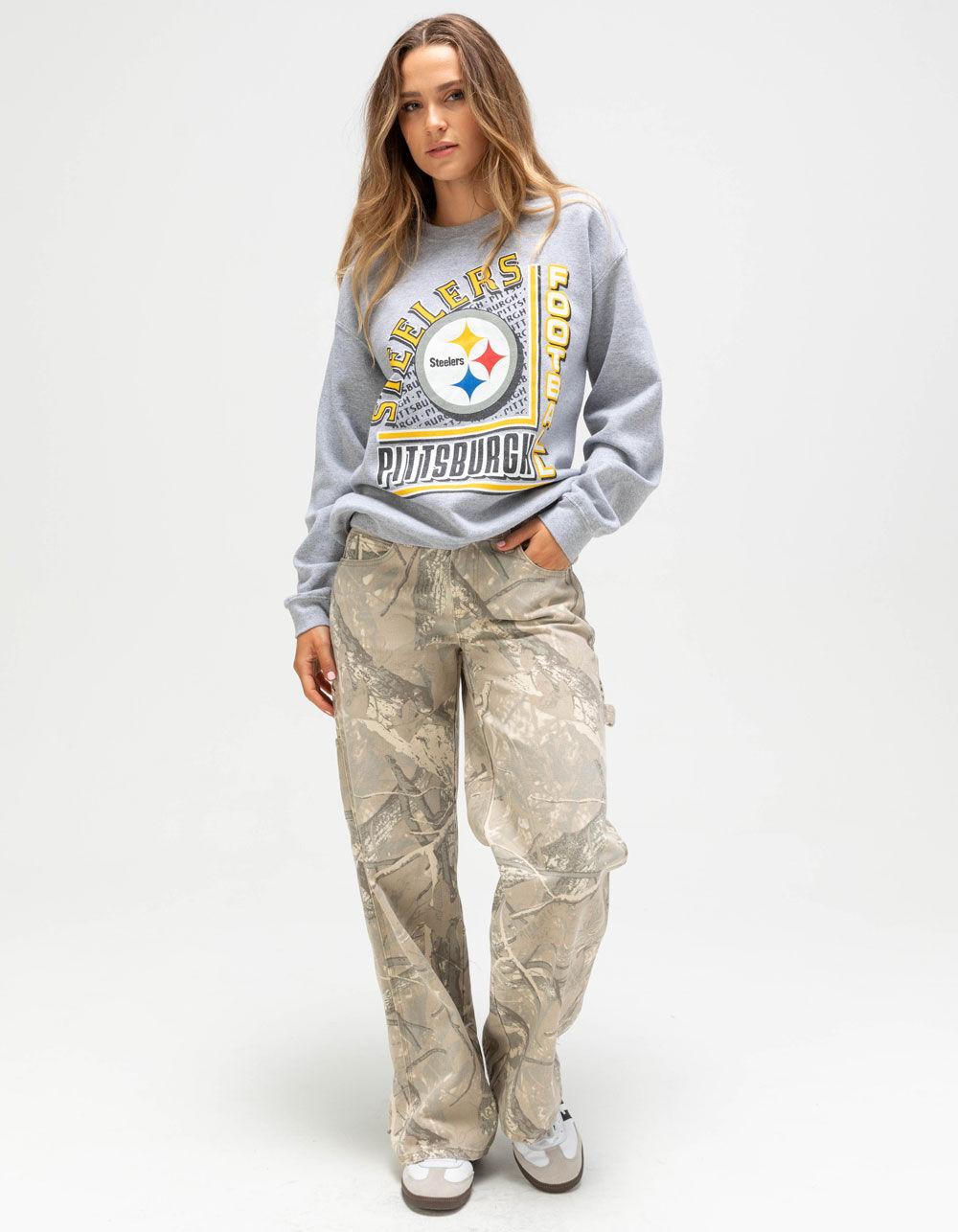 JUNK FOOD Pittsburgh Steelers Backfield Womens Crewneck Sweatshirt - HEATHER GRAY Product Image