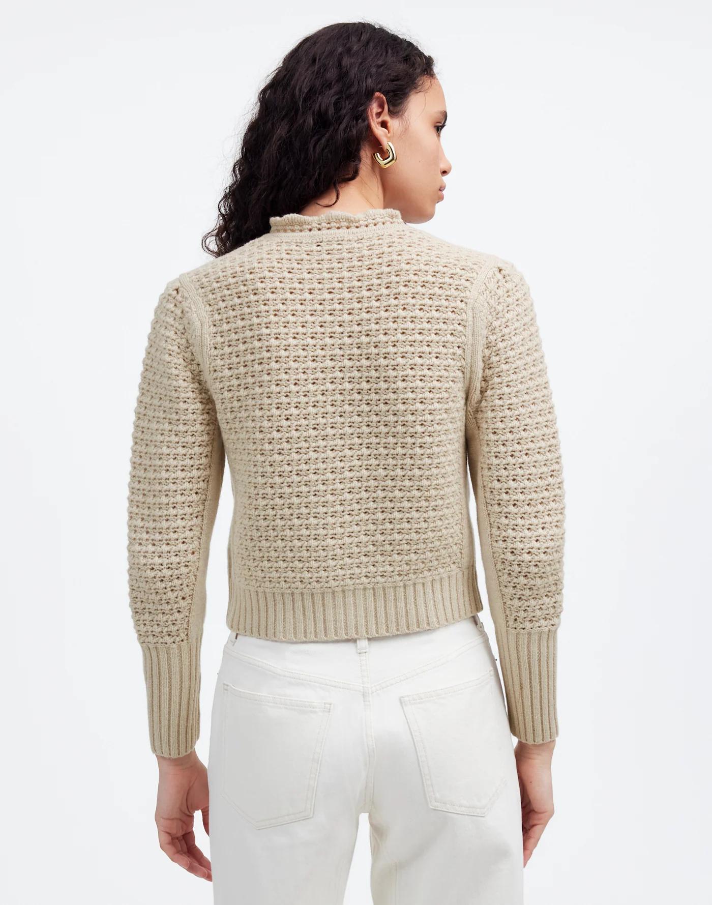 Scalloped Merino Wool-Blend Cardigan Product Image