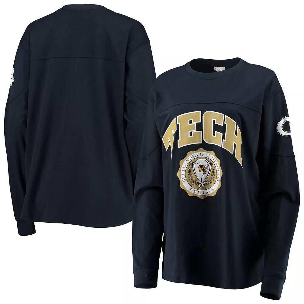Women's Pressbox Navy Georgia Tech Yellow Jackets Edith Long Sleeve T-Shirt, Size: Large, Blue Product Image