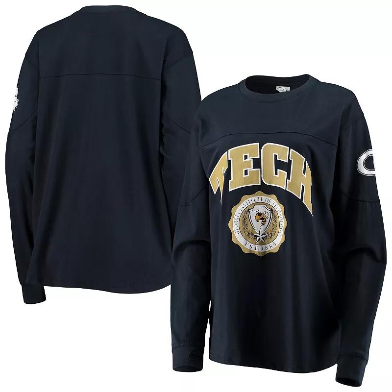 Women's Pressbox Navy Georgia Tech Yellow Jackets Edith Long Sleeve T-Shirt, Size: Large, Blue Product Image