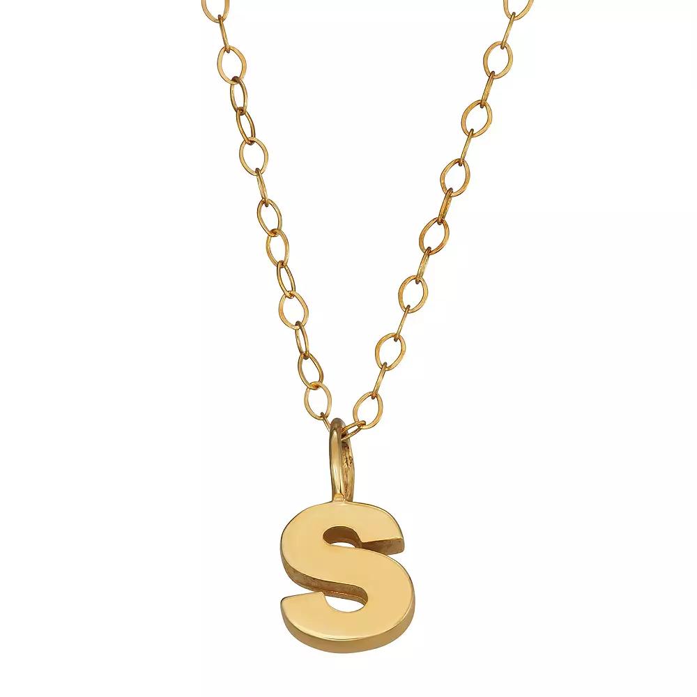 10K Gold Initial Pendant on 14K Gold Filled Chain, Womens Product Image