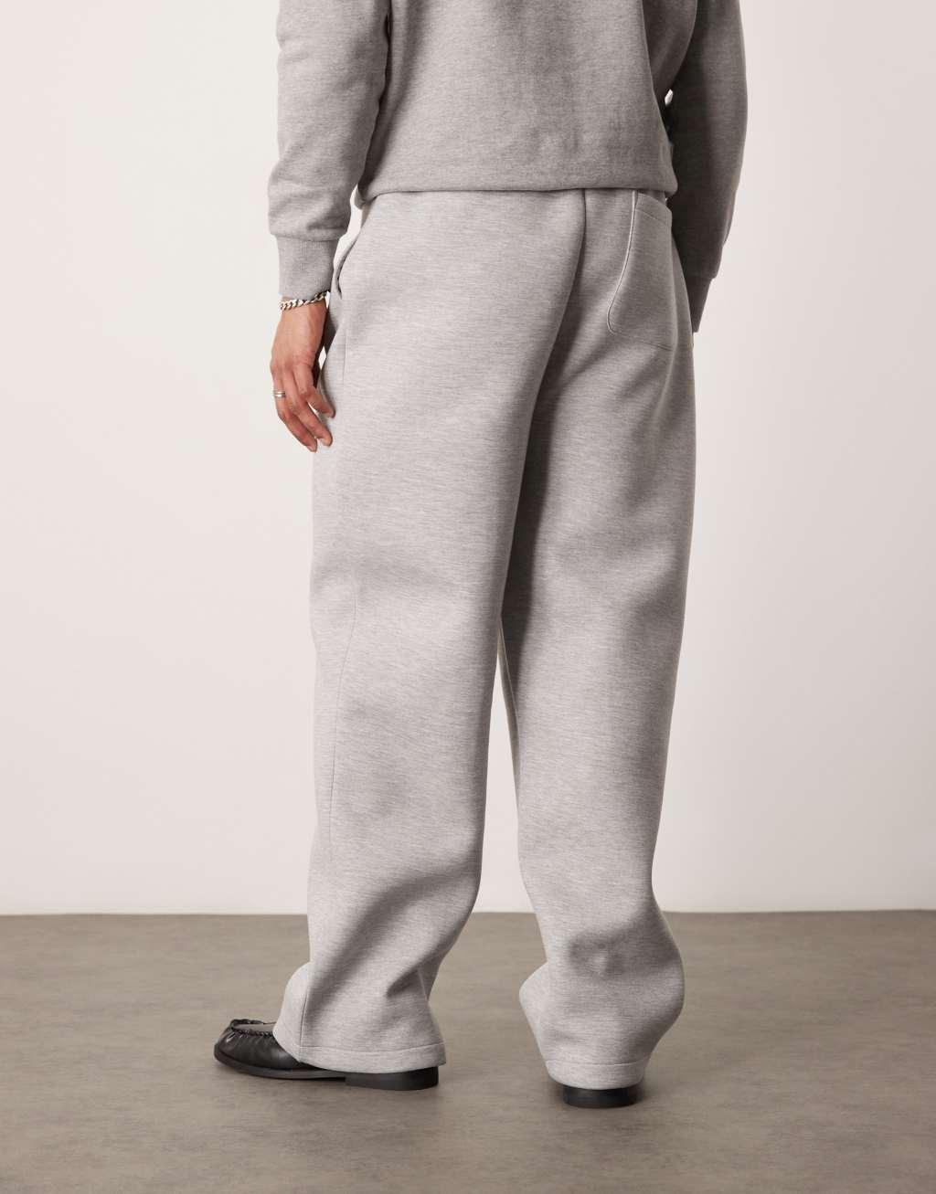 ASOS DESIGN scuba wide leg sweatpants with pintuck in gray Product Image