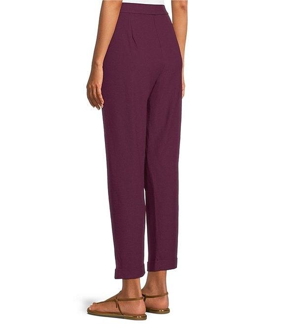 Eileen Fisher Stretch Crepe Flat Front Ankle Tapered Pants Product Image