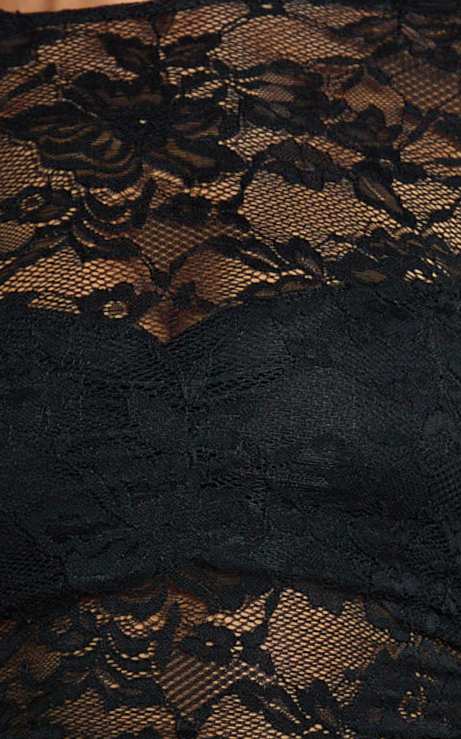 Crisanta Maxi Dress - Long Sleeve Contrast Lace Bodycon Dress in Black Product Image