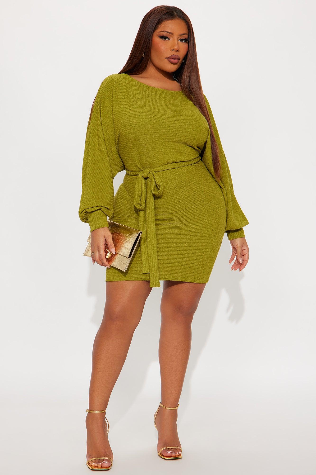 Better Off Long Sleeve Mini Dress - Green Female Product Image