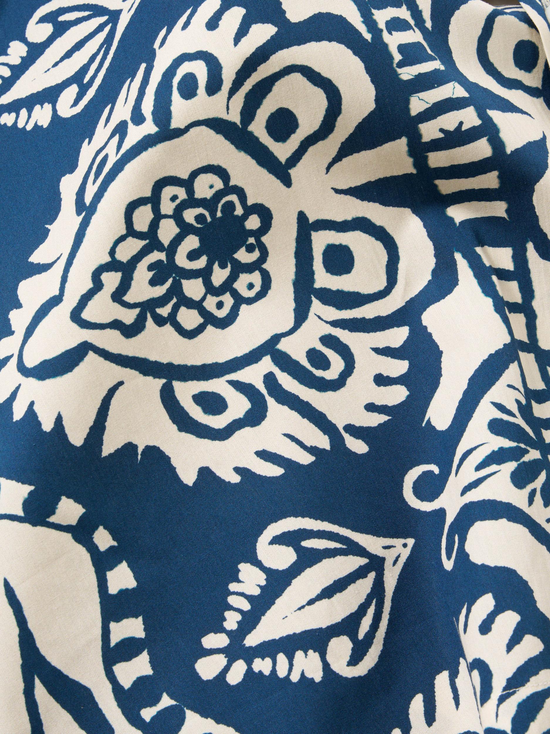Navy Island Print Cotton Road Shirt Product Image