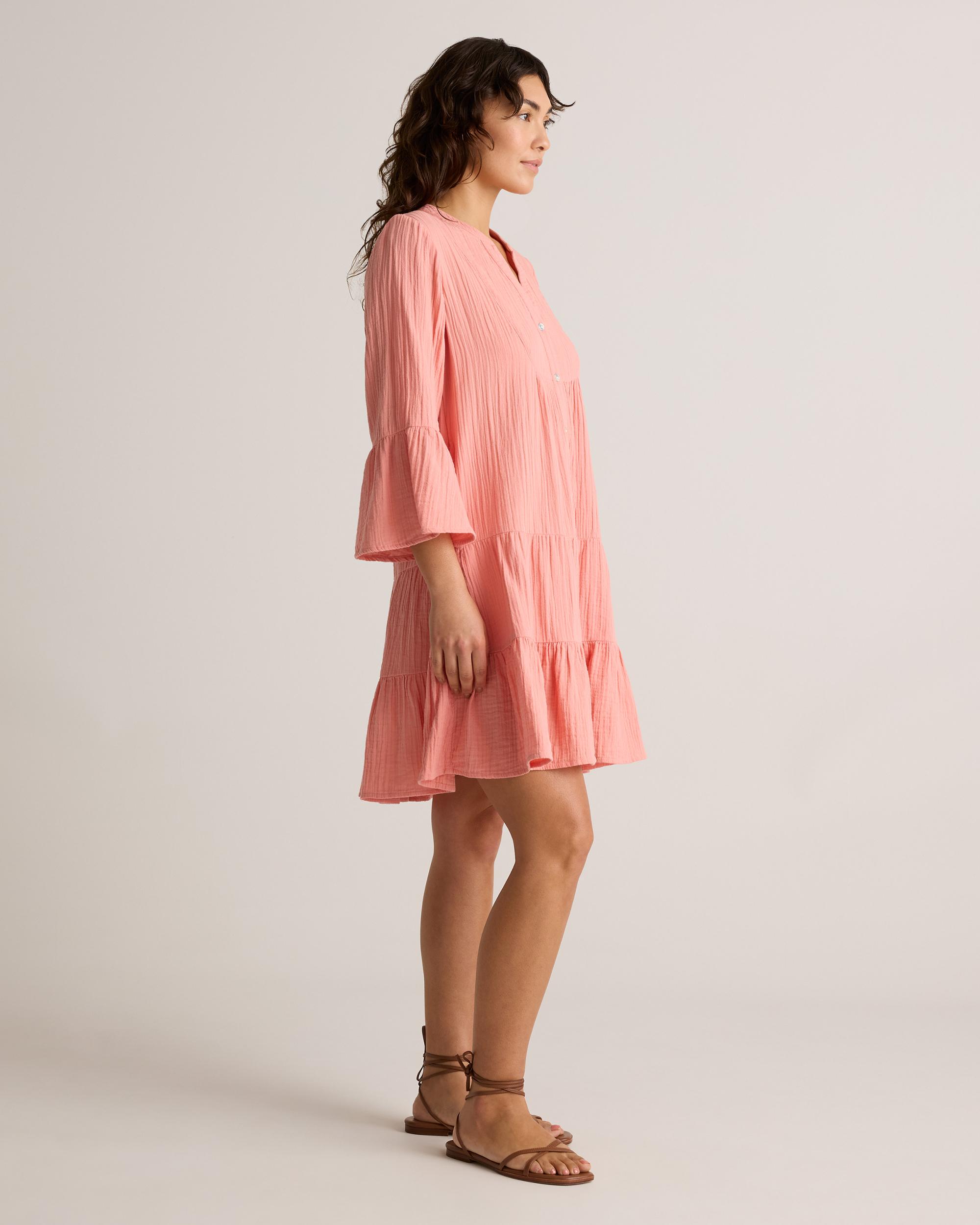 Quince | Women's Gauze Long Sleeve Tiered Mini Dress Organic Cotton Product Image