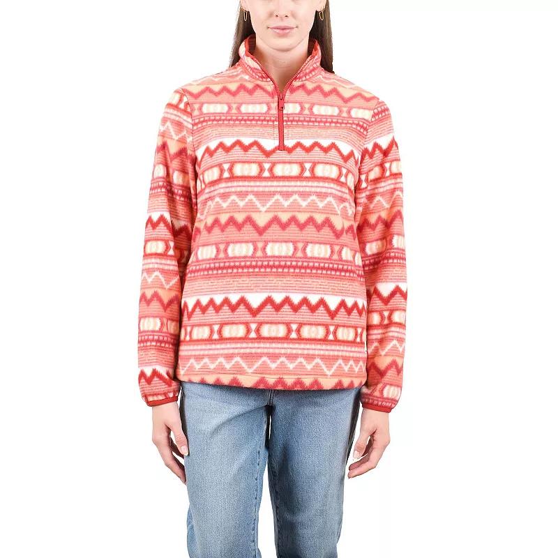 Women's Mountain and Isles Quarter Zip Printed Polar Fleece Pullover, Size: XS, Red Product Image