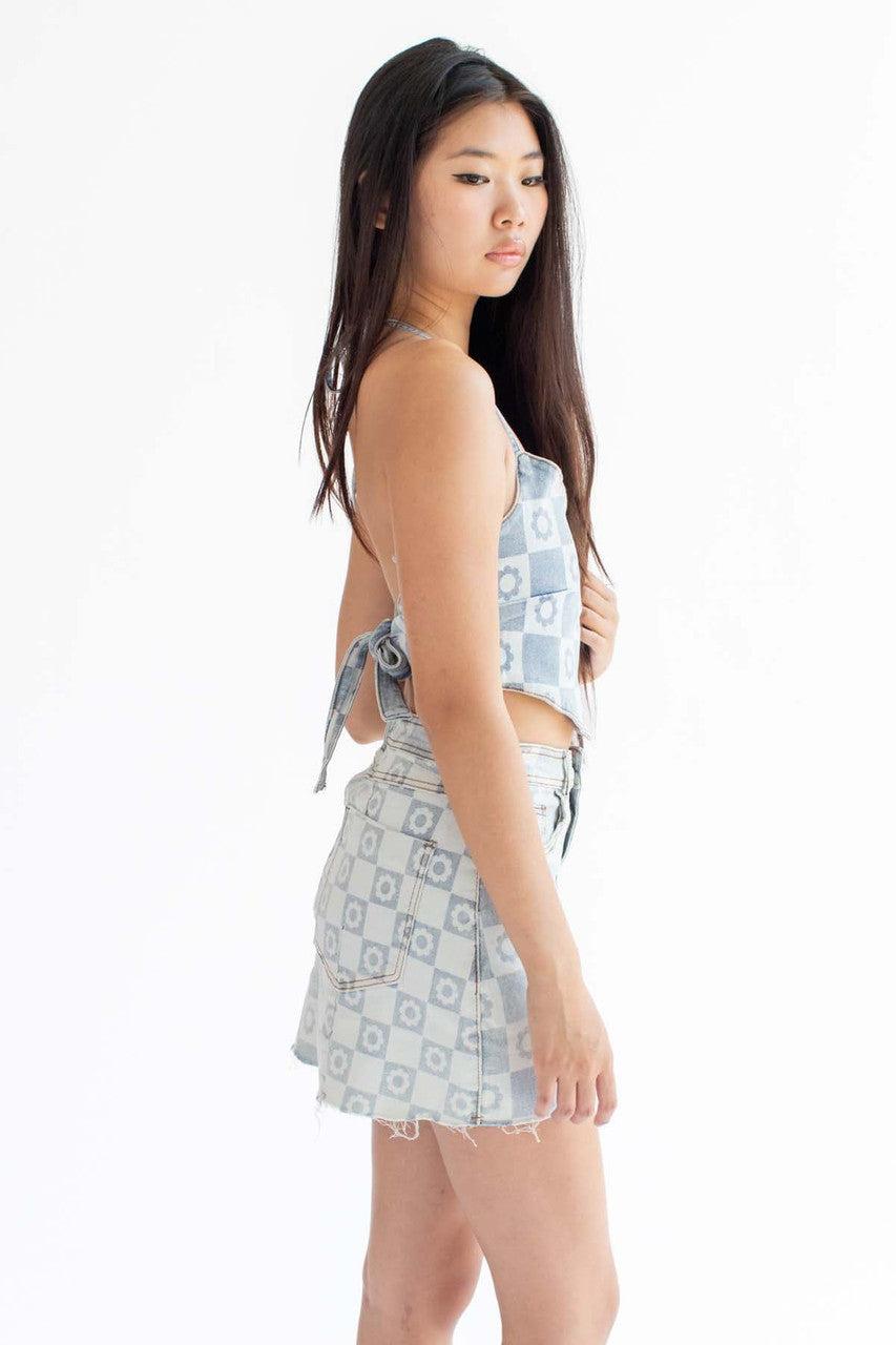 Light Daisy Denim Halter Top Product Image