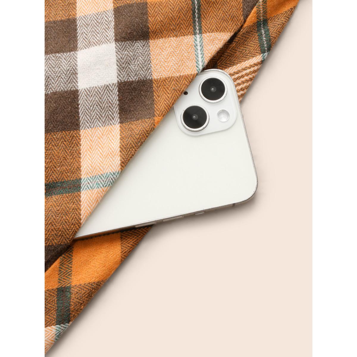 Plus Size Elastic Plaid Asymmetrical Hem Dress Brightorange Women Cocktail Wraparound straps Party Curvy Bloomchic 26/4X Product Image