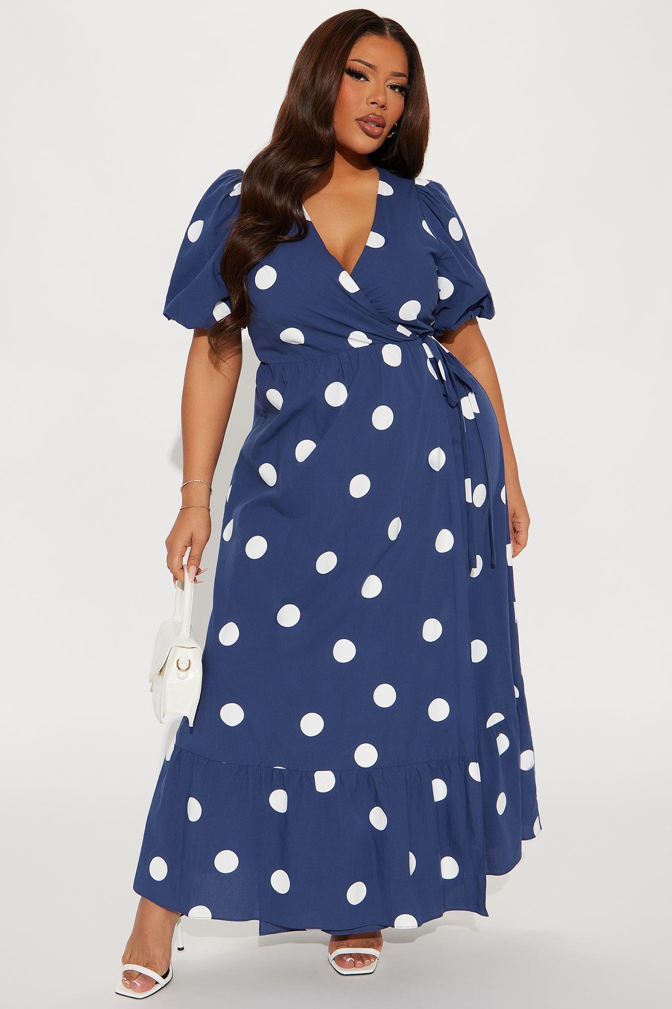 Jennifer Polka Dot Maxi Dress - Navy/combo Product Image
