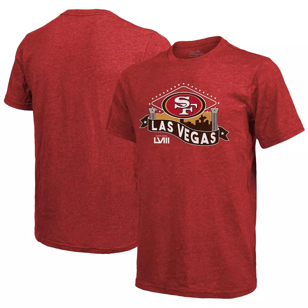 Men's Majestic Threads Scarlet San Francisco 49ers Super Bowl LVIII Tri-Blend T-Shirt, Size: XL, Red Product Image