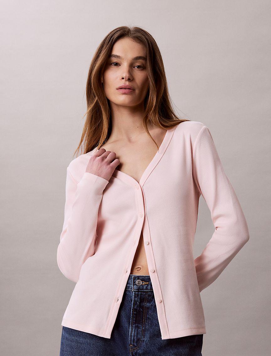 Woven Monologo Fine Rib Slim Cardigan Product Image