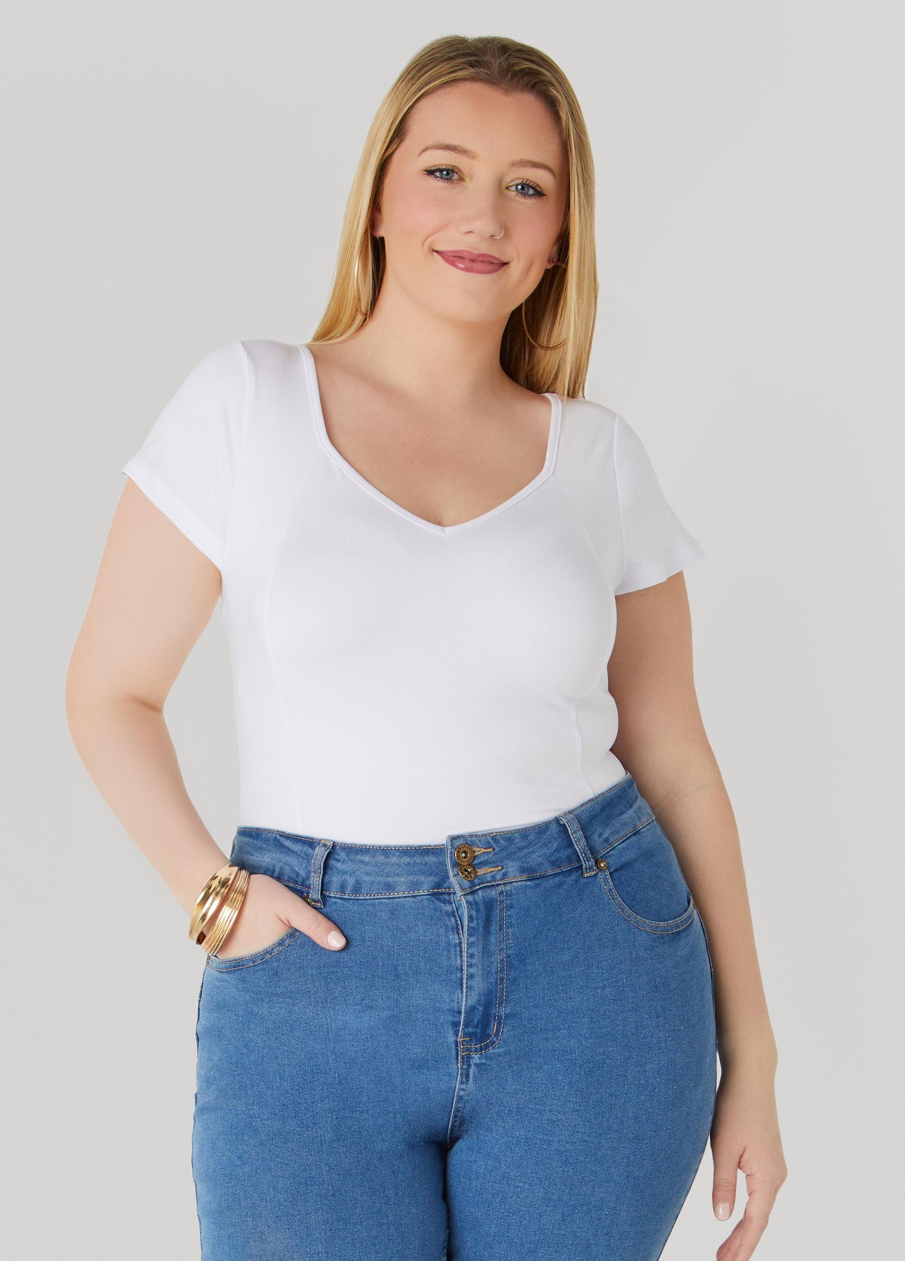 Plus Size V Neck Jersey Tee Ashley Stewart Product Image