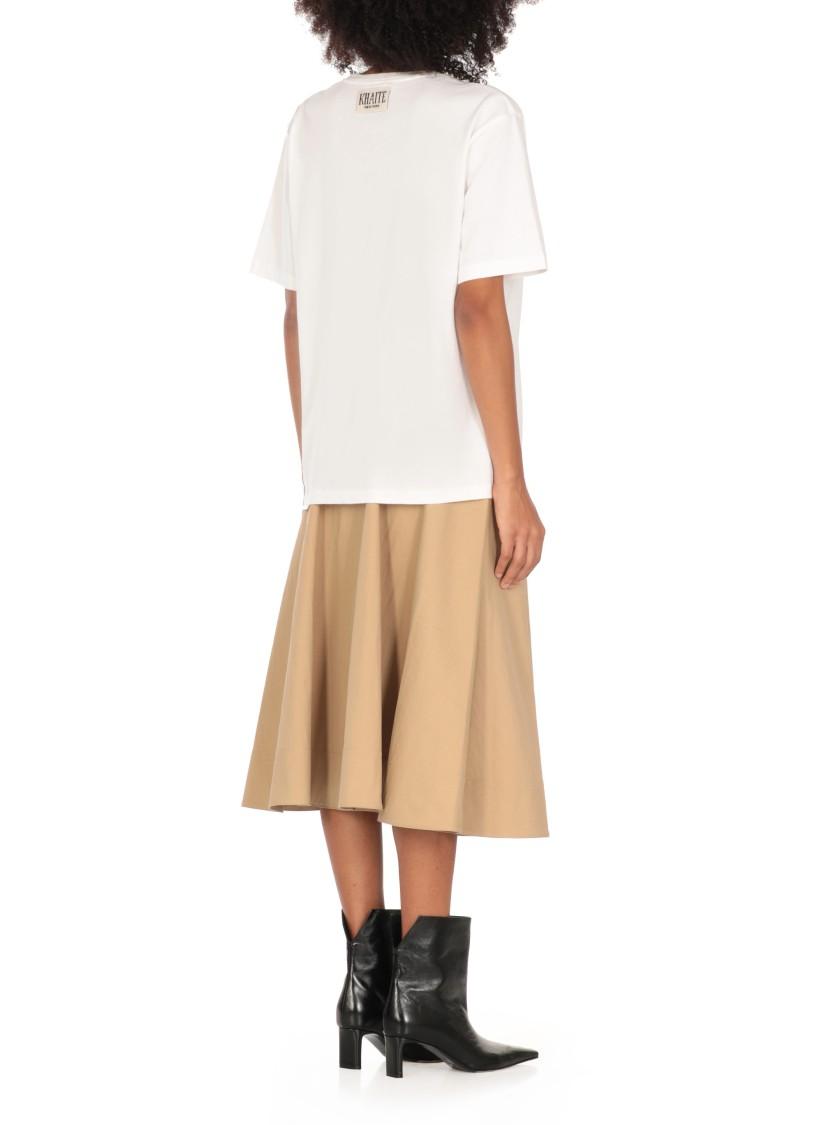 KHAITE Womens White Mae Brand-patch Cotton-jersey T-shirt In Cream Product Image