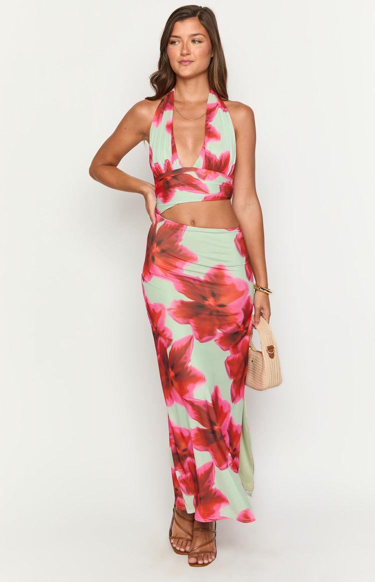 Harvey Green Floral Print Maxi Dress Product Image