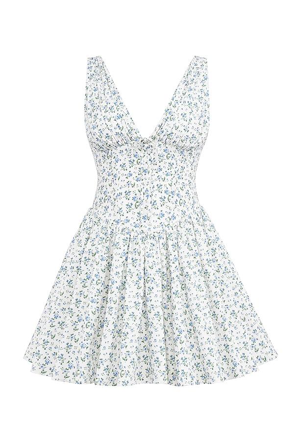 Fabrizia  white bluebell print corset mini dress Product Image