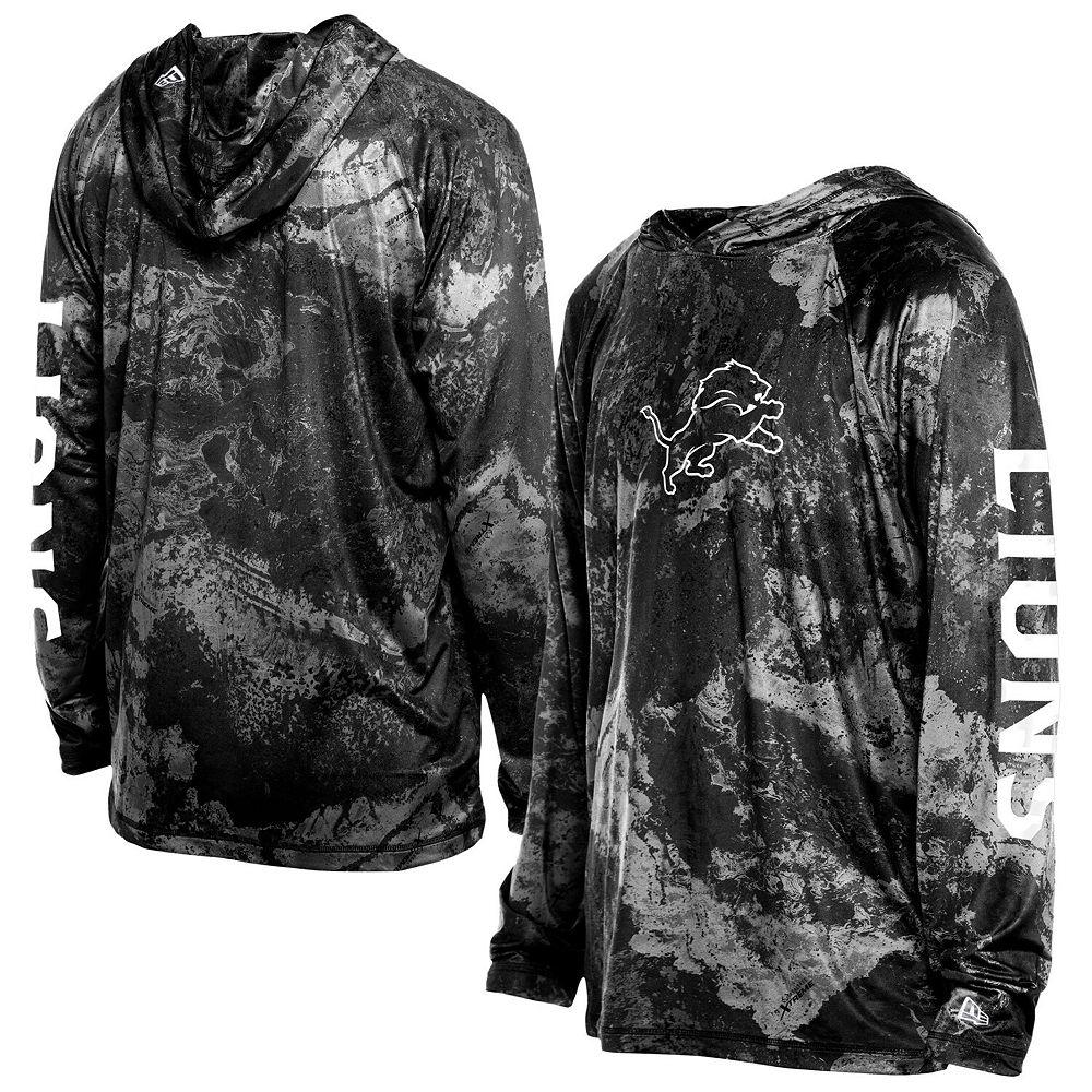 Men's New Era  Black Detroit Lions RealTree Xtreme Camo Raglan Long Sleeve Hooded Top, Size: Small Product Image