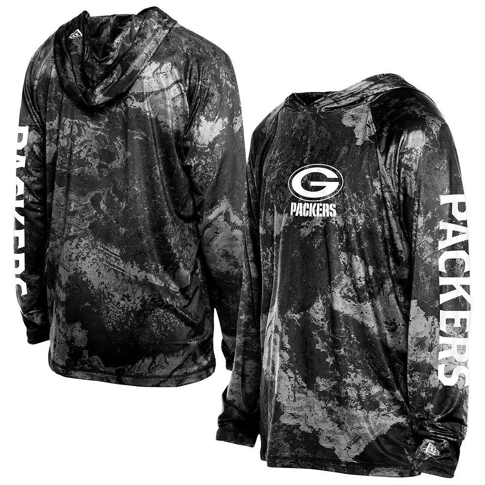Men's New Era  Black Green Bay Packers RealTree Xtreme Camo Raglan Long Sleeve Hooded Top, Size: Large Product Image