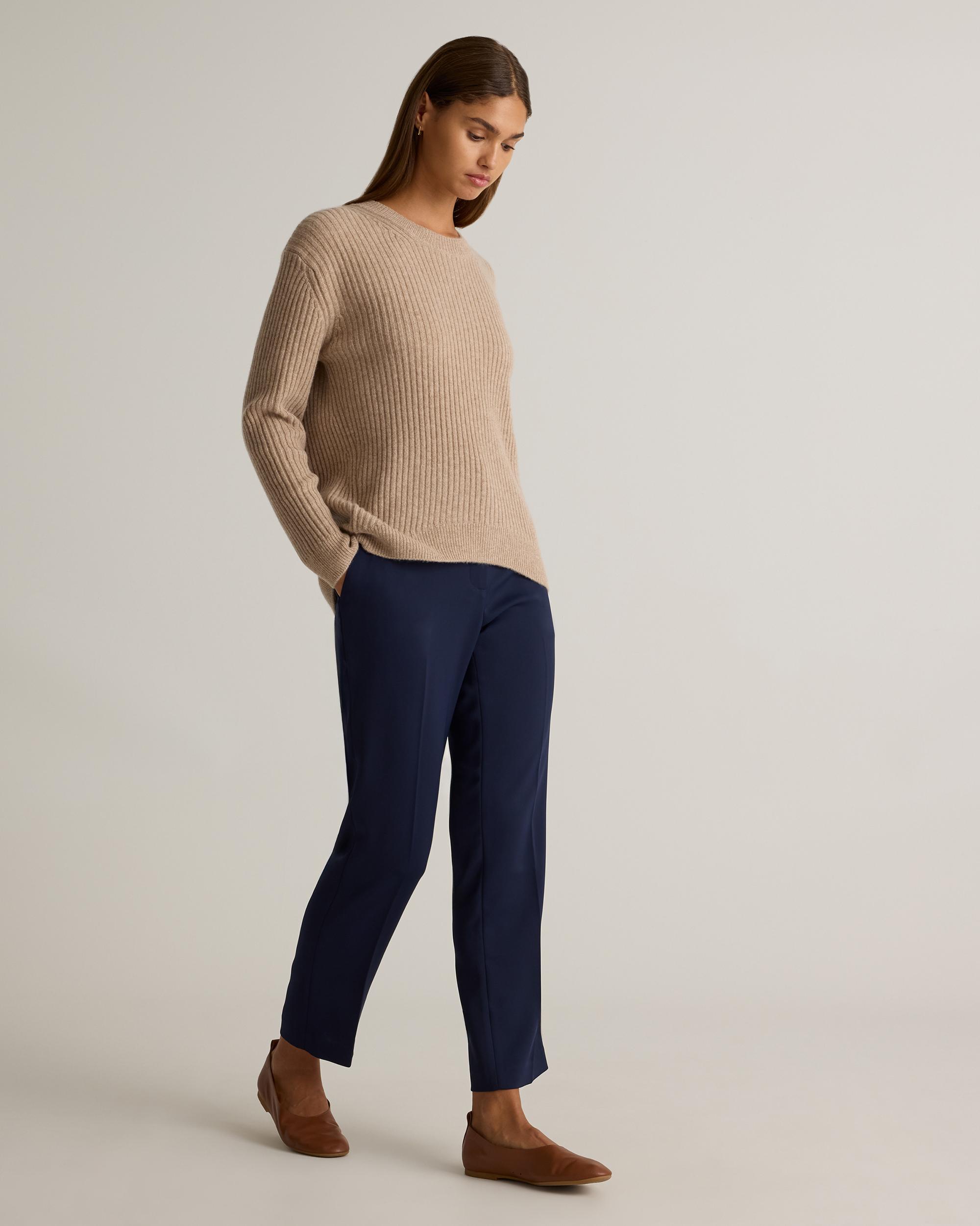 Quince | Women's Mongolian Cashmere Relaxed Wide-Rib Crewneck Sweater Product Image