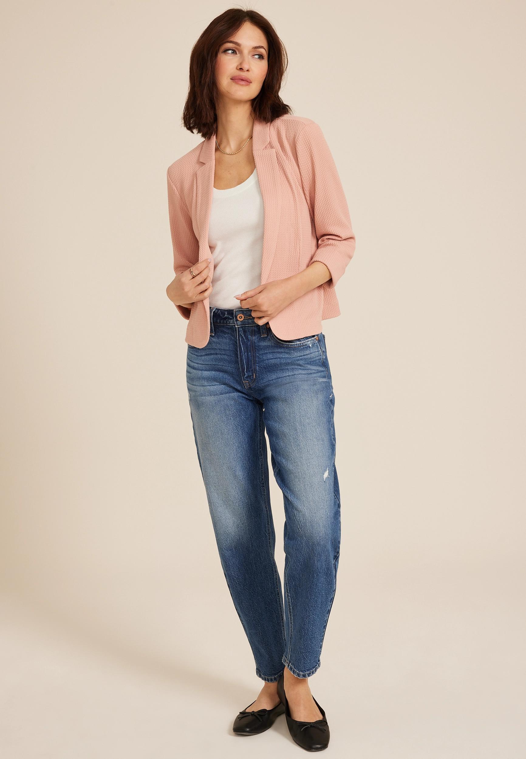 Textured Versa Open Front Cropped Blazer Product Image